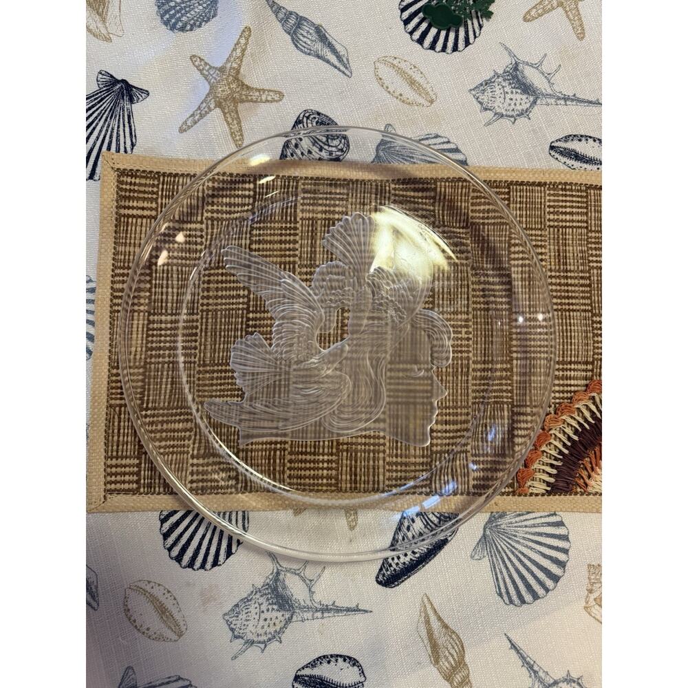 Crystal platter Luciana Roselli womans head birds